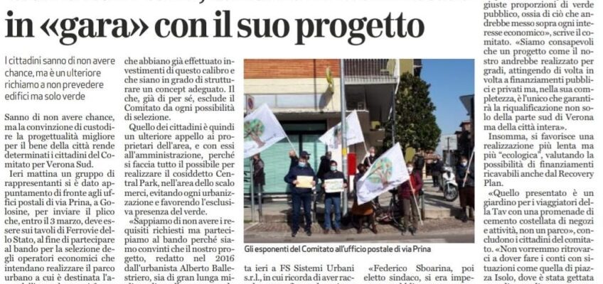 Il Comitato di Verona Sud partecipa al bando per il Parco allo Scalo