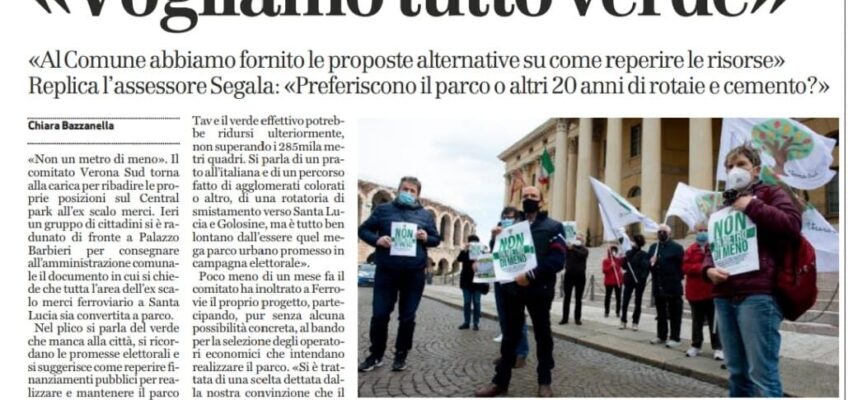 Protesta sul Central park. Il comitato: «Non un metro di verde in meno»