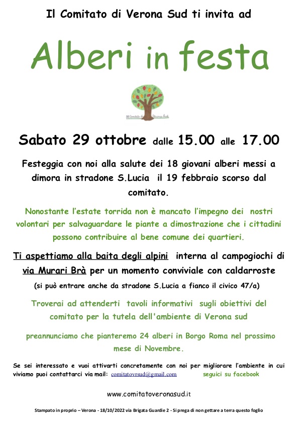 Sabato 29 ottobre – ALBERI IN FESTA